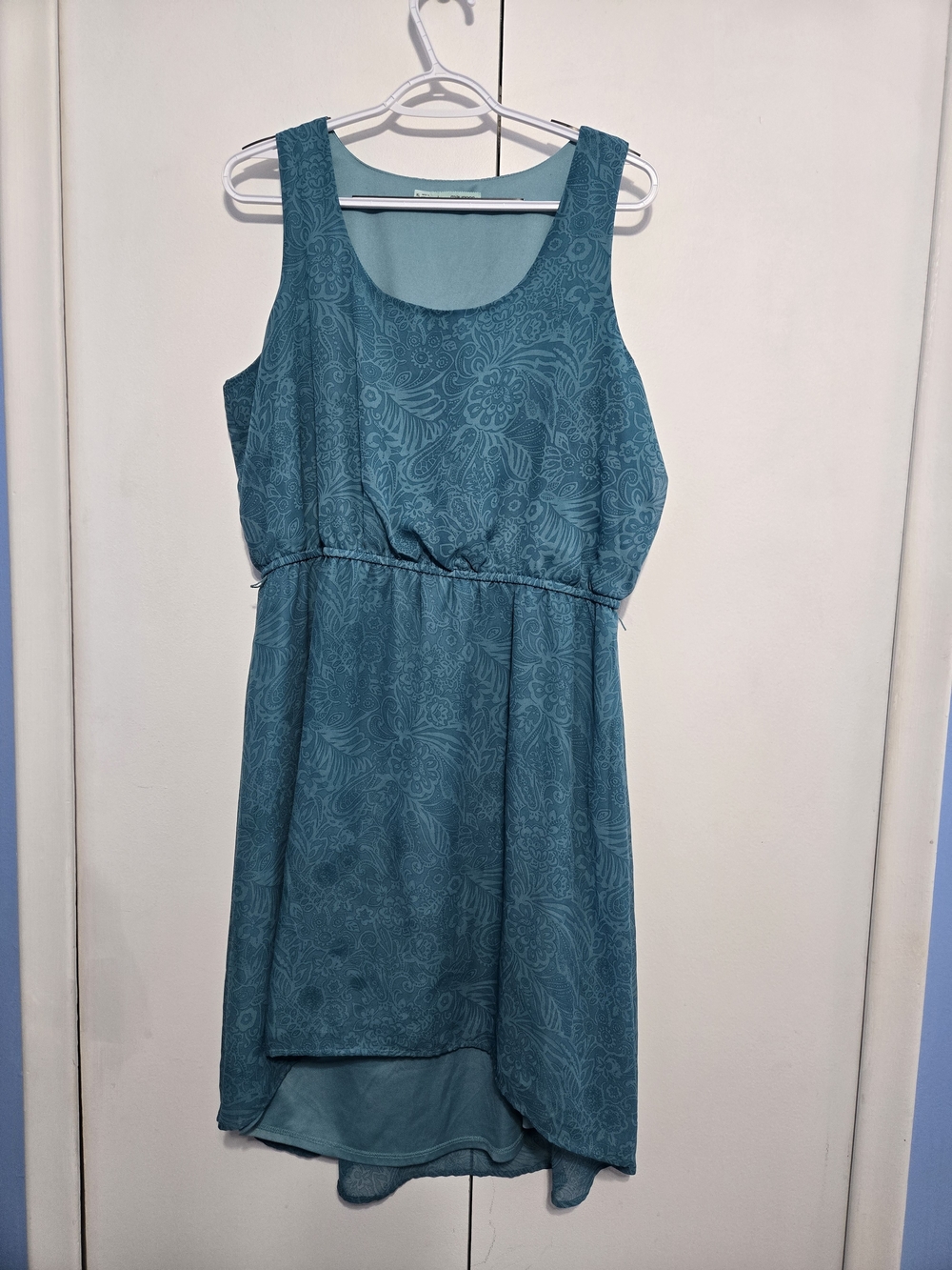 Maurices XL Teal Paisley High Low Sleeveless Boho Knee Length Dress